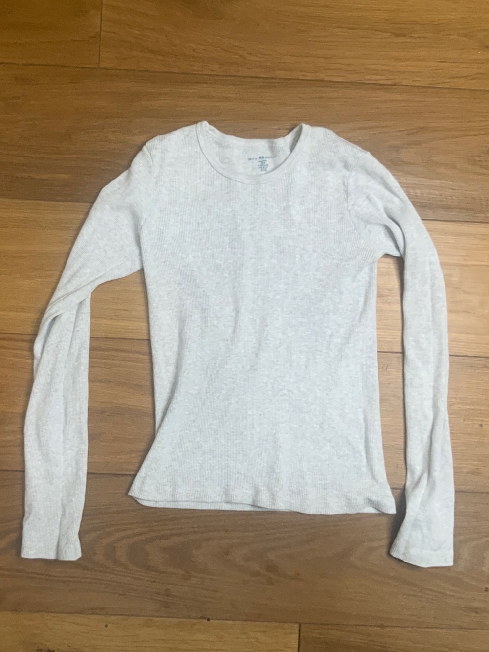 Brandy Melville Heather Gray Long-Sleeved Cotton Ribbed Shirt
